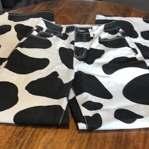 WDIRARA high waist wide leg jeans cow print size small